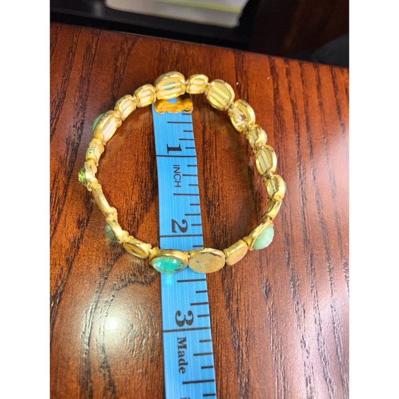 Gold-Tone and Pale Green Modern Stretch Bracelet! - Picture 7 of 8